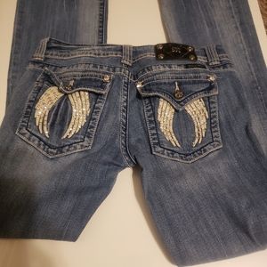 Ladies angel wing bootcut miss me jeans lowrise